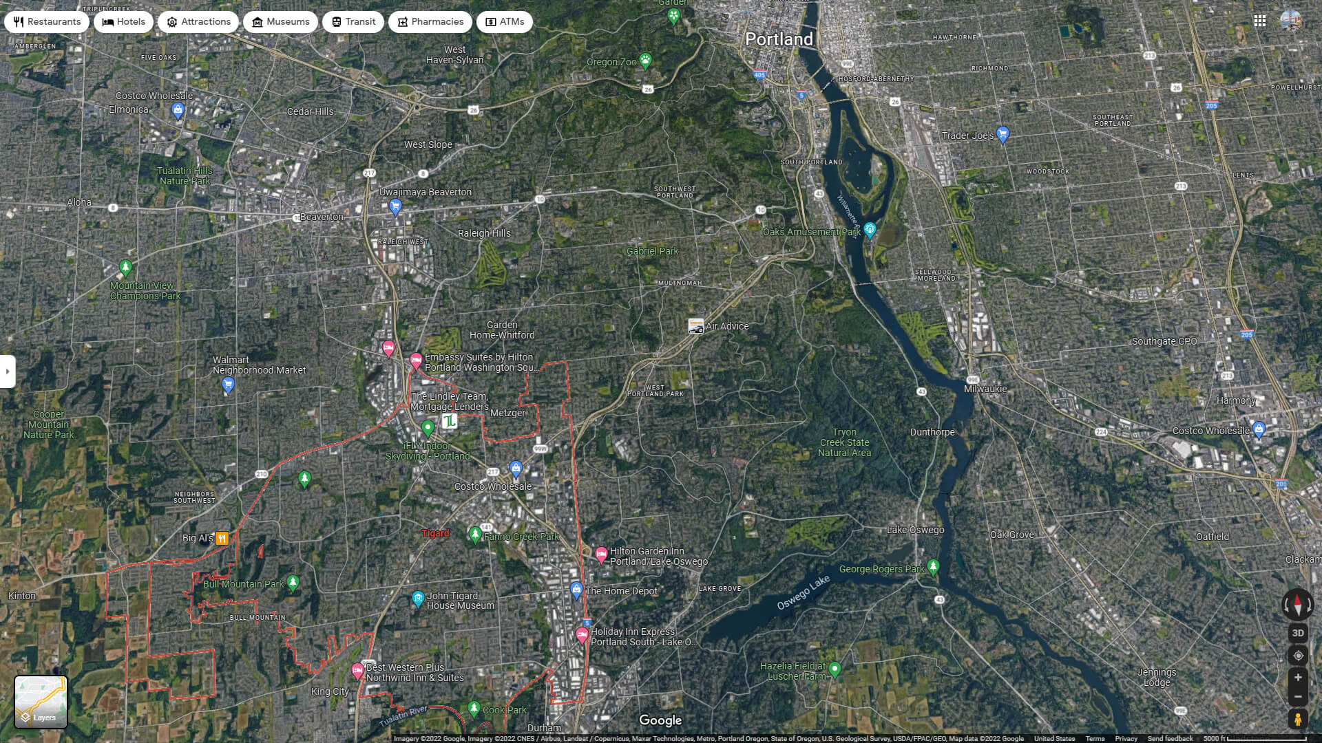 Tigard Aerial Map Oregon